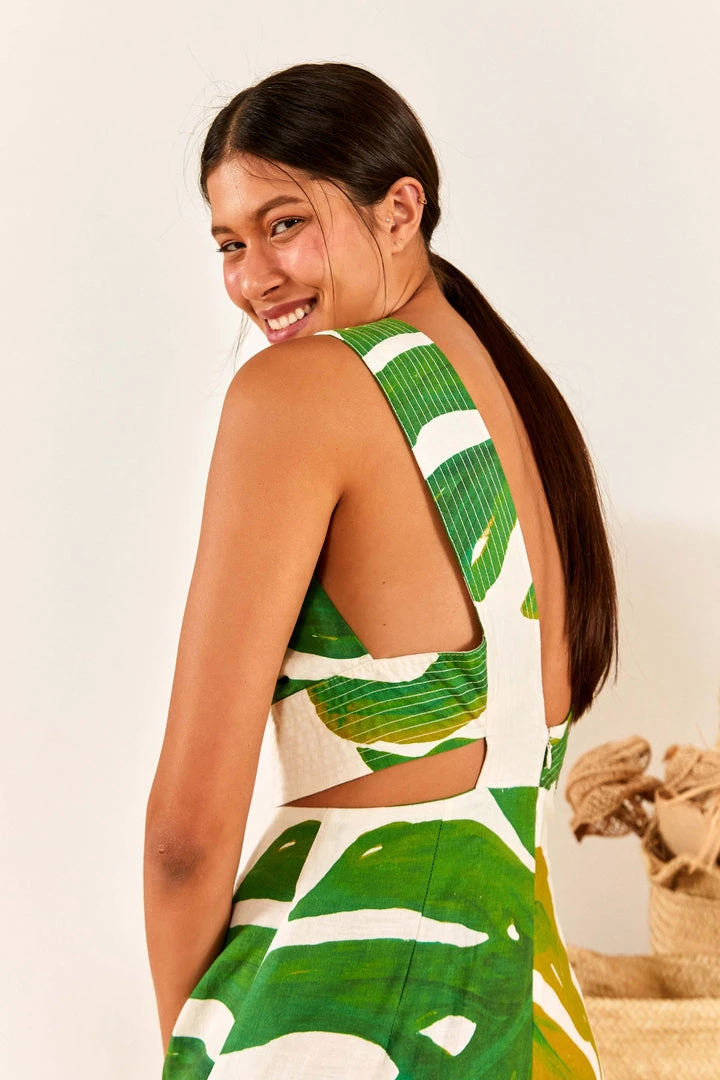 FARM RIO White Monstera One Shoulder Jumpsuit 3 FARM RIO White Monstera One Shoulder Jumpsuit