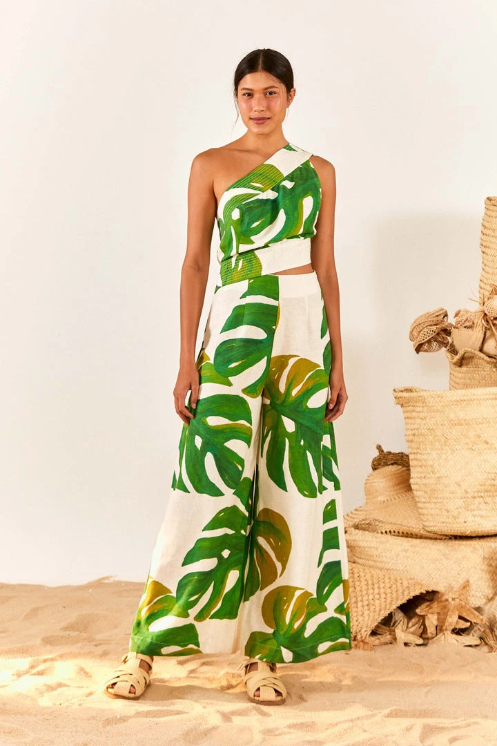 FARM RIO White Monstera One Shoulder Jumpsuit 4 FARM RIO White Monstera One Shoulder Jumpsuit