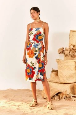 FARM RIO New In White Pineapple Flowers Midi Dress 10 FARM RIO New In White Pineapple Flowers Midi Dress