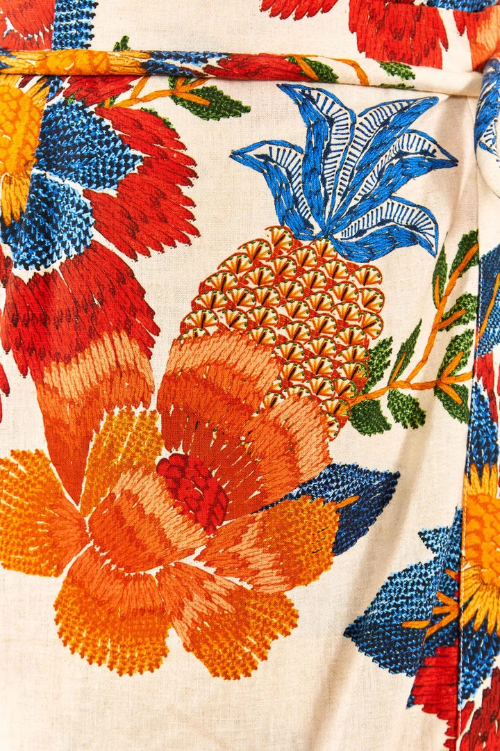 FARM RIO New In White Pineapple Flowers Midi Dress 6 FARM RIO New In White Pineapple Flowers Midi Dress