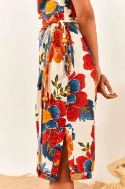 FARM RIO New In White Pineapple Flowers Midi Dress 11 FARM RIO New In White Pineapple Flowers Midi Dress