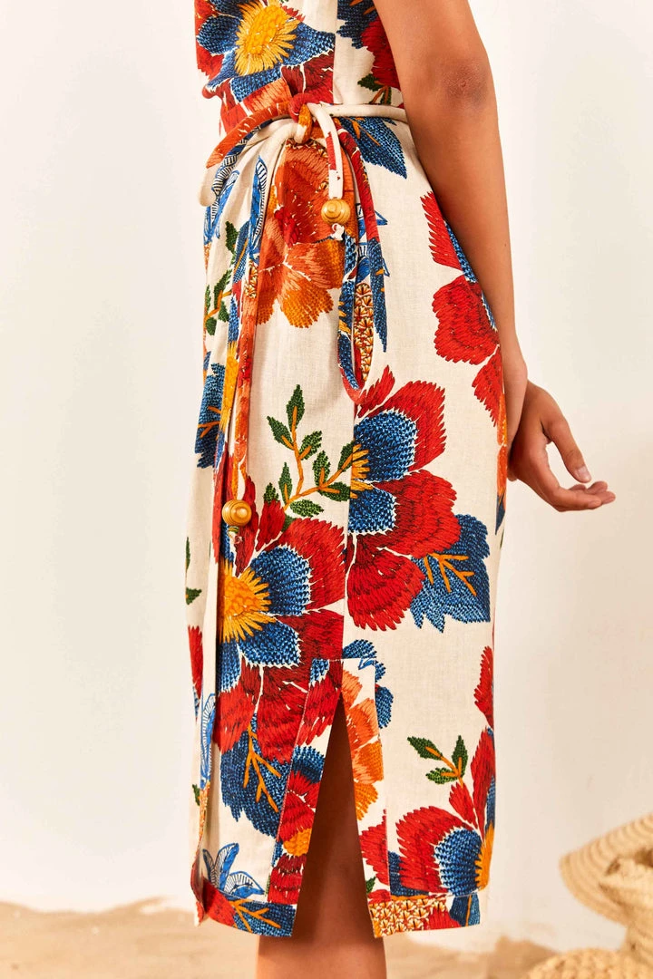 FARM RIO New In White Pineapple Flowers Midi Dress 5 FARM RIO New In White Pineapple Flowers Midi Dress