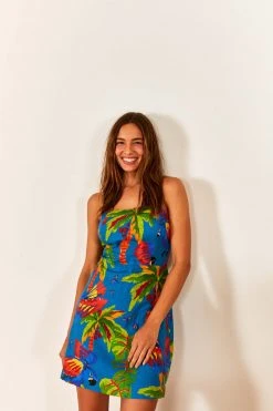 FARM RIO Blue Sunny Day Mini Dress New In