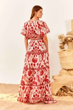 FARM RIO Jungle Flow Tiered Maxi Skirt New In