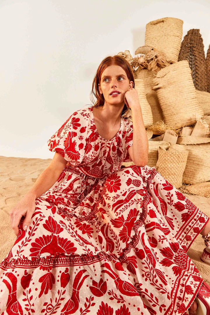 FARM RIO Jungle Flow Tiered Maxi Skirt New In 3 FARM RIO Jungle Flow Tiered Maxi Skirt New In