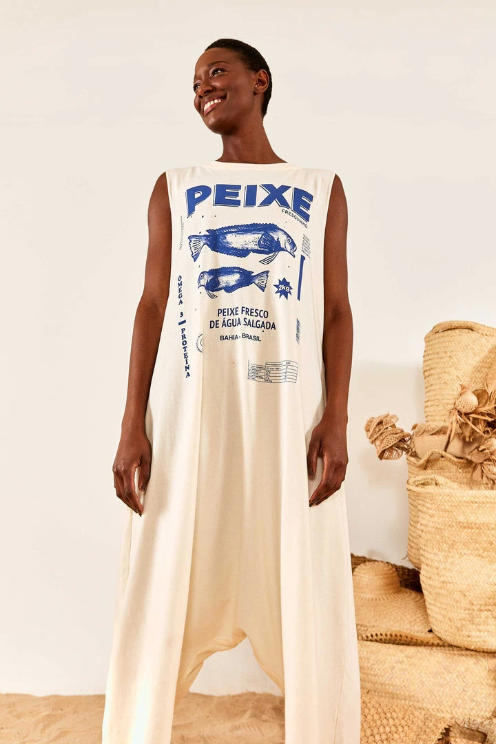 FARM RIO White Peixe Jersey Jumpsuit New In 1 FARM RIO White Peixe Jersey Jumpsuit New In