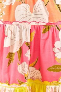 FARM RIO Mixed Neon Garden Tiered Midi Dress 12 FARM RIO Mixed Neon Garden Tiered Midi Dress