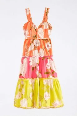 FARM RIO Mixed Neon Garden Tiered Midi Dress 13 FARM RIO Mixed Neon Garden Tiered Midi Dress