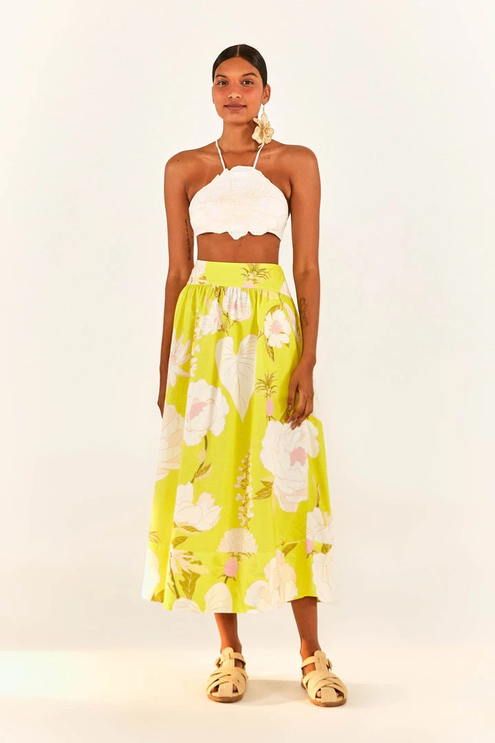 FARM RIO New In White Flower Crop Top 3 FARM RIO New In White Flower Crop Top