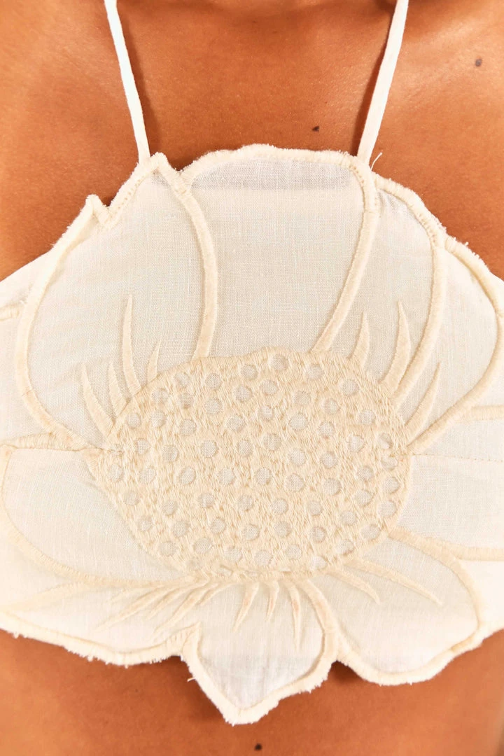 FARM RIO New In White Flower Crop Top 5 FARM RIO New In White Flower Crop Top