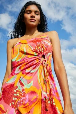 FARM RIO Fruit Brush Cut Out Midi Dress