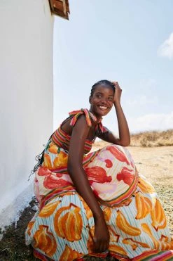 FARM RIO Fruits Scarves Tiered Maxi Dress New In 9 FARM RIO Fruits Scarves Tiered Maxi Dress New In