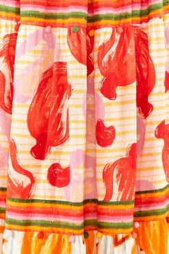 FARM RIO Fruits Scarves Tiered Maxi Dress New In 12 FARM RIO Fruits Scarves Tiered Maxi Dress New In