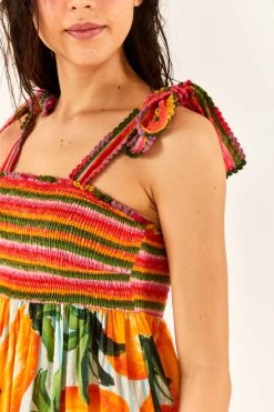 FARM RIO Fruits Scarves Tiered Maxi Dress New In 11 FARM RIO Fruits Scarves Tiered Maxi Dress New In