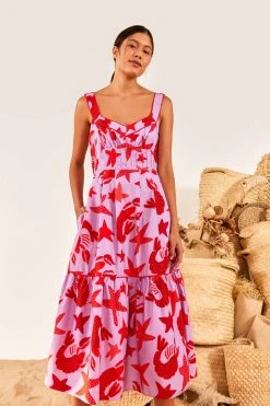 FARM RIO Lobster Sky Midi Dress