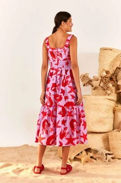 FARM RIO Lobster Sky Midi Dress