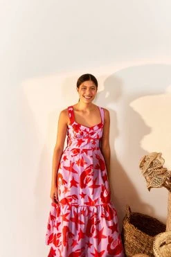 FARM RIO Lobster Sky Midi Dress