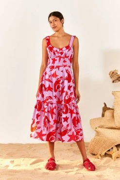 FARM RIO Lobster Sky Midi Dress