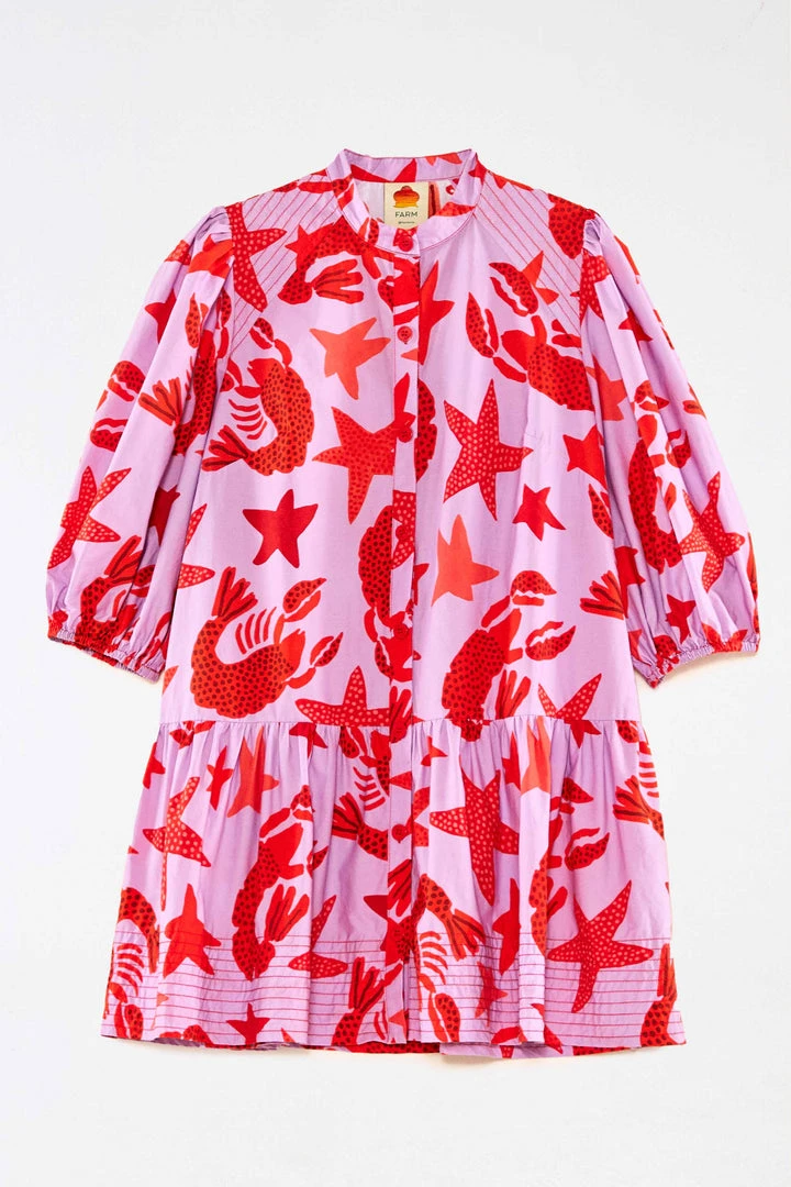 FARM RIO New In Lobster Sky Mini Dress 6 FARM RIO New In Lobster Sky Mini Dress
