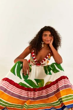 FARM RIO Mixed Picnic V Neck Maxi Dress New In 7 FARM RIO Mixed Picnic V Neck Maxi Dress New In