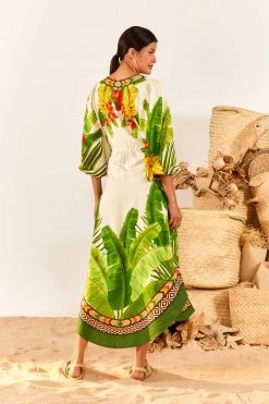 FARM RIO Fresh Forest Scarf V Neck Midi Dress New In 7 FARM RIO Fresh Forest Scarf V Neck Midi Dress New In