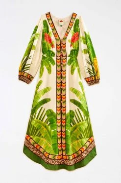 FARM RIO Fresh Forest Scarf V Neck Midi Dress New In 10 FARM RIO Fresh Forest Scarf V Neck Midi Dress New In