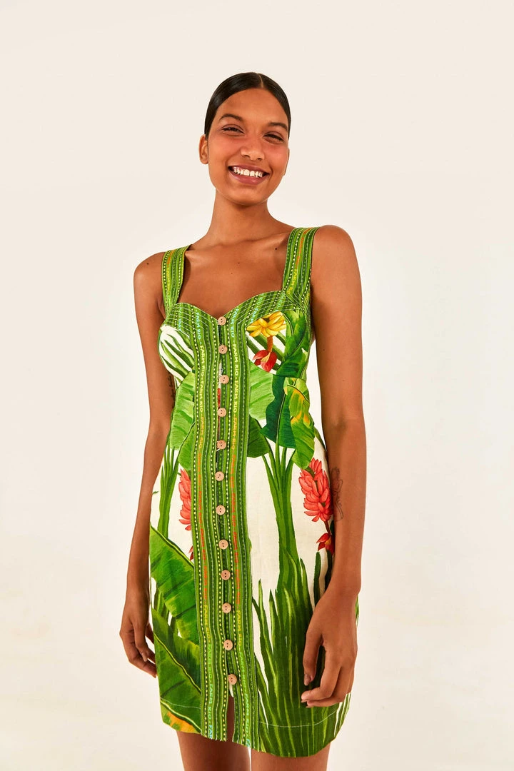 FARM RIO Fresh Forest Scarf Button Down Mini Dress 1 FARM RIO Fresh Forest Scarf Button Down Mini Dress