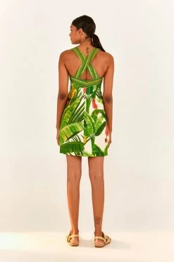 FARM RIO Fresh Forest Scarf Button Down Mini Dress