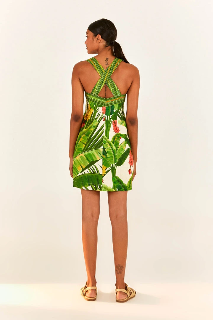 FARM RIO Fresh Forest Scarf Button Down Mini Dress 2 FARM RIO Fresh Forest Scarf Button Down Mini Dress