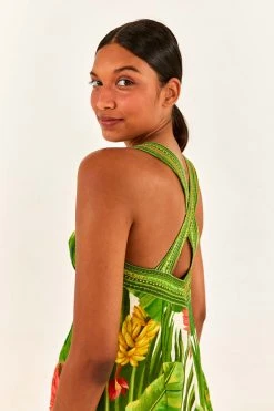 FARM RIO Fresh Forest Scarf Button Down Mini Dress 8 FARM RIO Fresh Forest Scarf Button Down Mini Dress