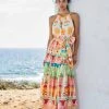 FARM RIO New In Rainbow Sunset Halter Neck Maxi Dress