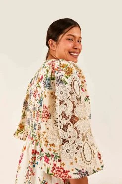 FARM RIO Delicate Forest Scarves Mini Dress