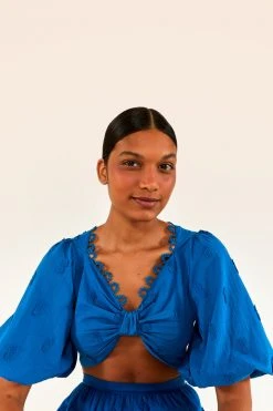 FARM RIO New In Blue 3D Pineapple Crop Top