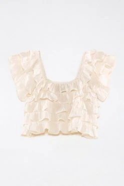 FARM RIO New In Off-White 3D Flower Layered Blouse
