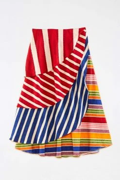 FARM RIO New In Amazing Stripes Frill Midi Skirt