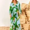 FARM RIO Blue Fresh Bananas Maxi Dress