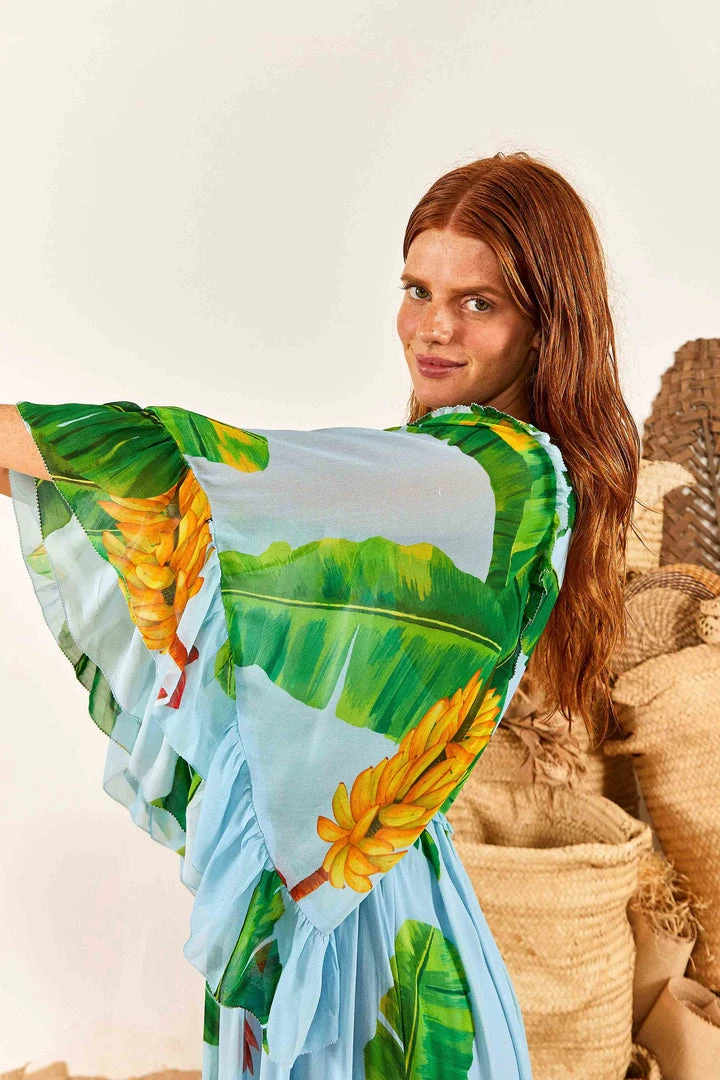 FARM RIO Blue Fresh Bananas Maxi Dress FARM RIO Blue Fresh Bananas Maxi Dress