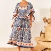 FARM RIO Afternoon Breeze Midi Dress New In