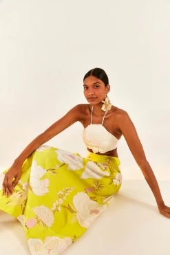 FARM RIO New In Yellow Neon Garden Maxi Skirt 8 FARM RIO New In Yellow Neon Garden Maxi Skirt