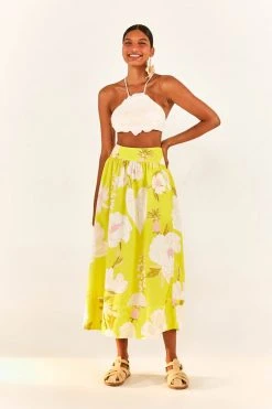 FARM RIO New In Yellow Neon Garden Maxi Skirt 9 FARM RIO New In Yellow Neon Garden Maxi Skirt