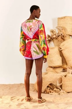 FARM RIO Mixed Scarves Drawstring Shorts 10 FARM RIO Mixed Scarves Drawstring Shorts