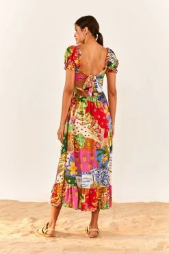 FARM RIO Sunny Mix Square Neck Midi Dress 9 FARM RIO Sunny Mix Square Neck Midi Dress