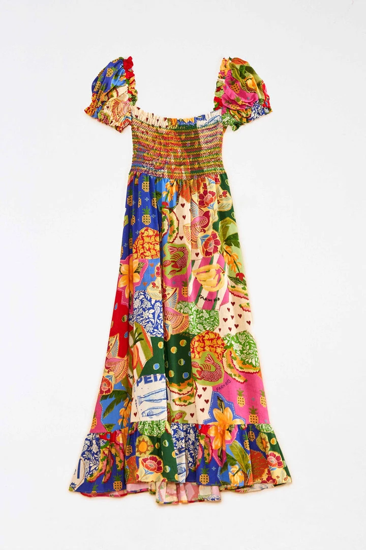 FARM RIO Sunny Mix Square Neck Midi Dress 6 FARM RIO Sunny Mix Square Neck Midi Dress