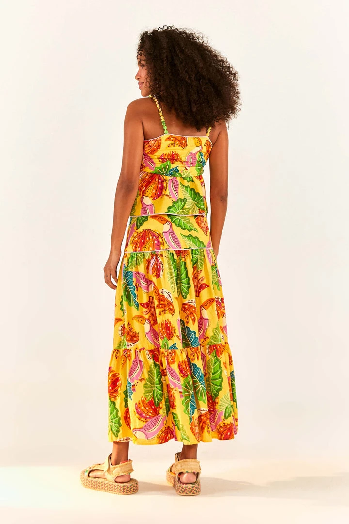 FARM RIO Yellow Beaks & Bananas Maxi Skirt New In 3 FARM RIO Yellow Beaks & Bananas Maxi Skirt New In