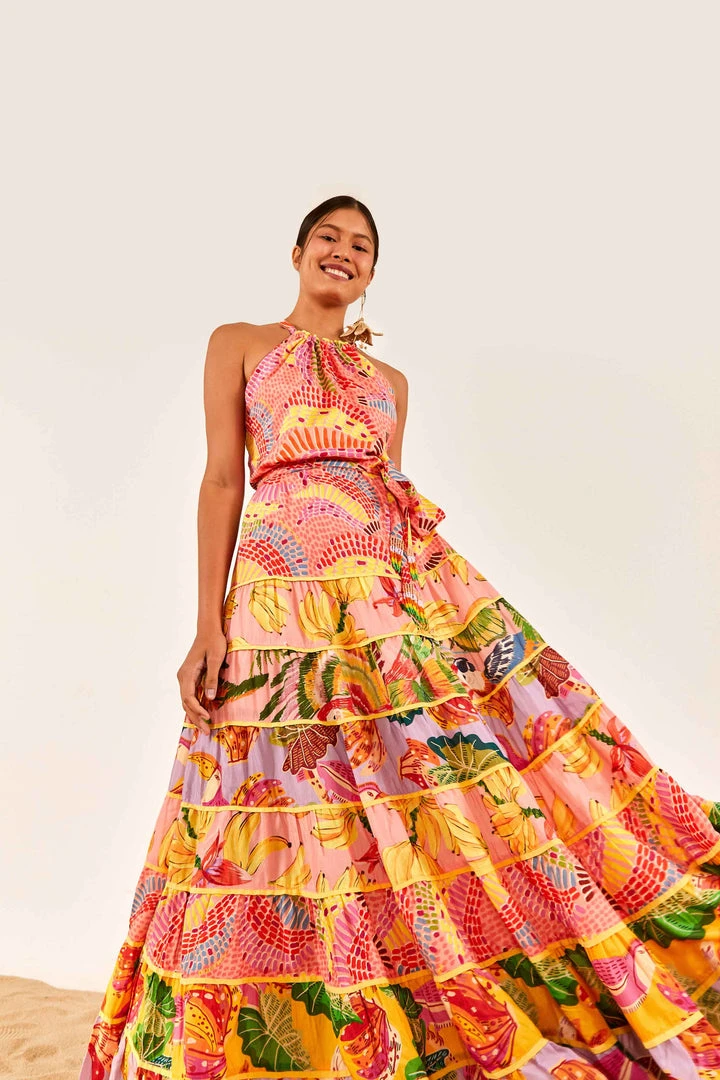 FARM RIO New In Mixed Pink Prints Maxi Dress 1 FARM RIO New In Mixed Pink Prints Maxi Dress