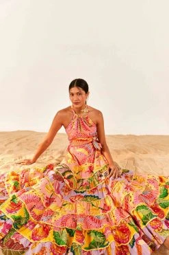 FARM RIO New In Mixed Pink Prints Maxi Dress 9 FARM RIO New In Mixed Pink Prints Maxi Dress