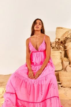 FARM RIO Neon Pink Maxi Dress New In