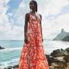 FARM RIO Orange Neon Jungle Maxi Dress New In