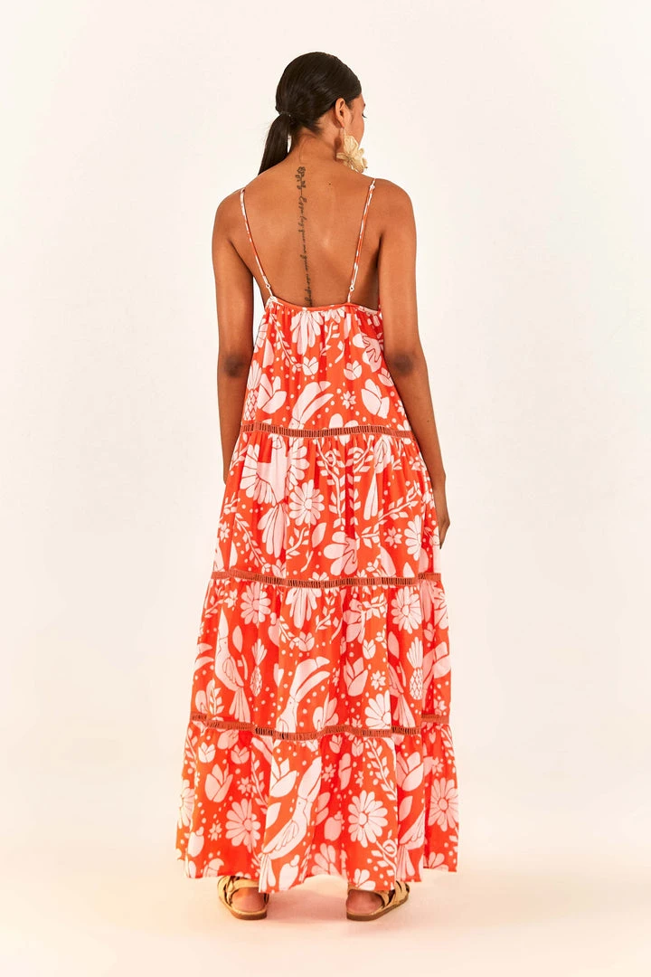 FARM RIO Orange Neon Jungle Maxi Dress New In 2 FARM RIO Orange Neon Jungle Maxi Dress New In