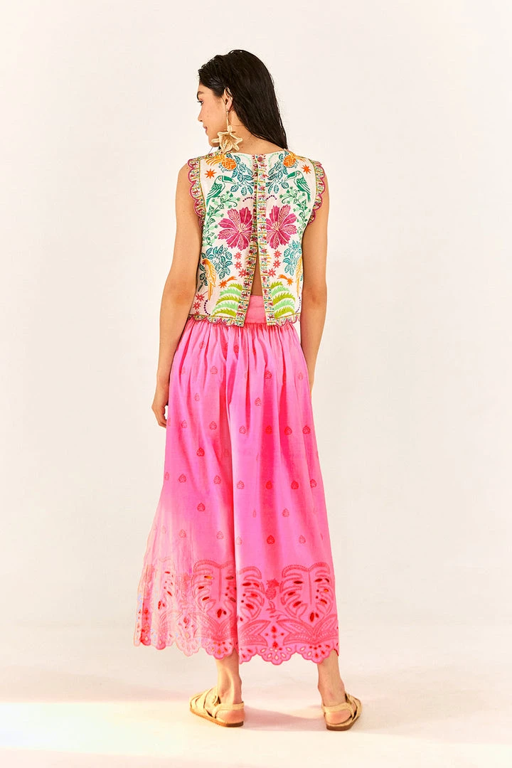 FARM RIO Neon Pink Richelieu Maxi Skirt New In 2 FARM RIO Neon Pink Richelieu Maxi Skirt New In